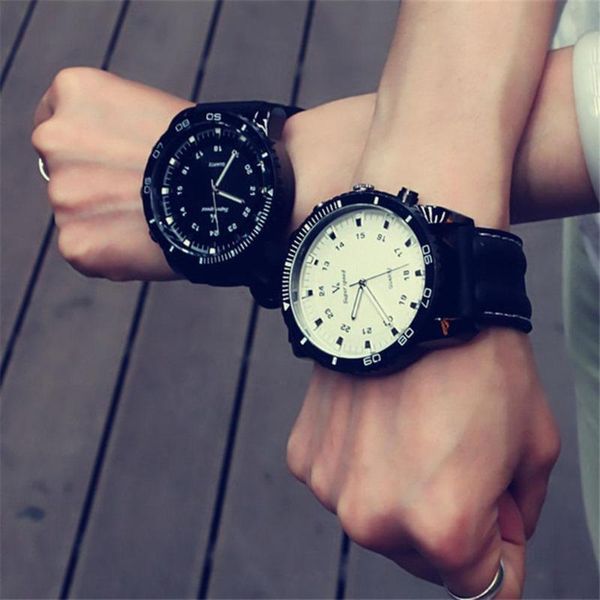 

wristwatches lintimes women men wristwatch sports watches outdoor fashion quartz watch large round dial, Slivery;brown