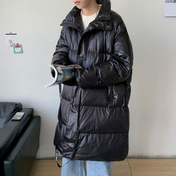 

2021 new inverno moda coreano algodo-acolchoado jaqueta roupas masculinas novo grosso quente casual outwear casacos longos gola solta jaquet, Black