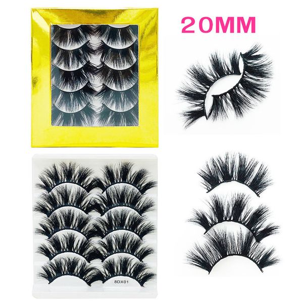 

5 pairs 20mm faux mink false eyelashes fluffy eye lashes extensions in 16 styles 8dx01~8dx16