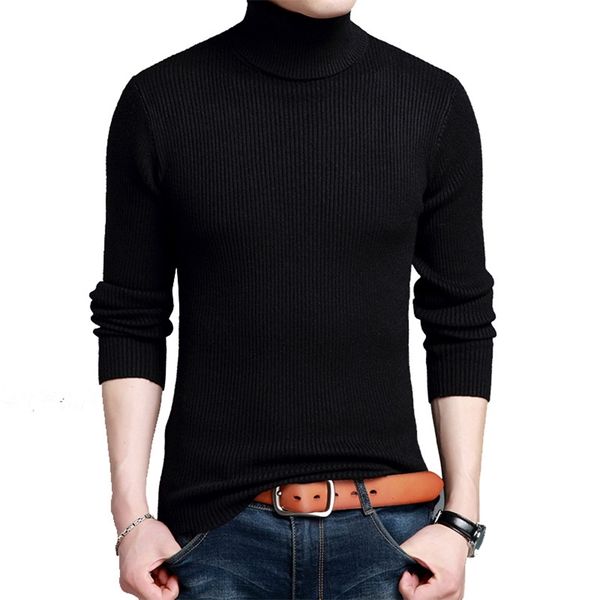 Autunno Uomo Dolcevita Stile Coreano Slim Fit Maglioni Maglia Maschile Inverno Lana Addensare Casual Nero Abbigliamento Uomo Ropa De Hombre 210604