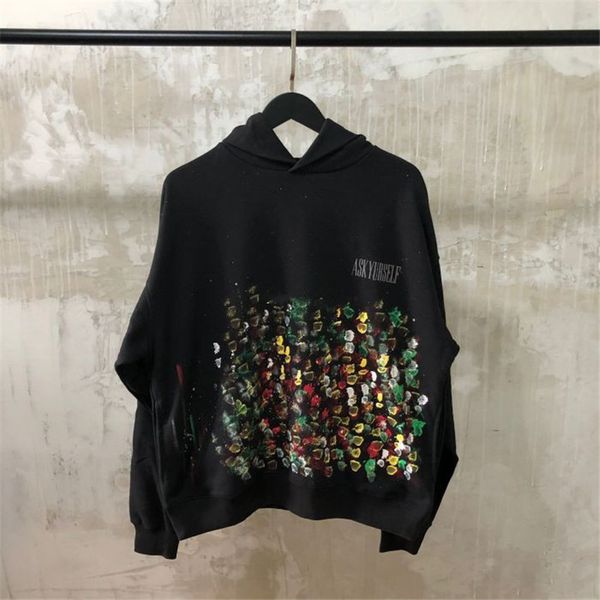 

vintage graffiti female ays sweatshirts hand-painted paint askyurself hoodie 4l5h, Black