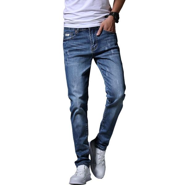 

spring summer new men's classic blue black slim-fit jeans business cotton elastic regular fit denim pants male brand trousers