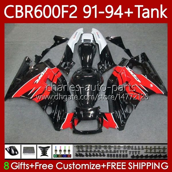 Fairings + Tank para Honda CBR 600 600F2 CBR600 F2 FS CC 1991 1992 1994 Bodal 63No.113 CBR600F2 600cc 600FS 91-94 Red Blk Novo CBR600-F2 CBR600FS 91 92 93 94 Kit de carroçaria