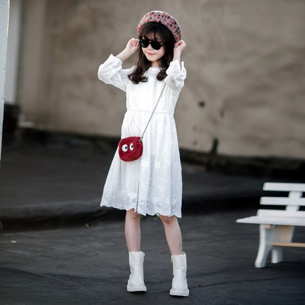 

kids dresses for girls white lace princess dress elegant spring long sleeve girl dress childrens clothing 4 6 8 10 12 14 16yrs, Red;yellow