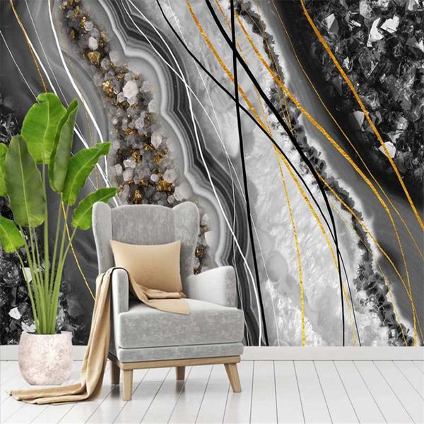 

custom 3d wallpaper mural modern light luxury abstract marble pattern agate slice tv background wall