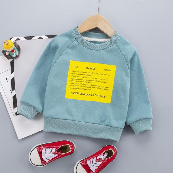 

pullover baby girls fashion sweatershirt 2021 spring kids boys clothes toddler letter print autumn o neck wear, Blue