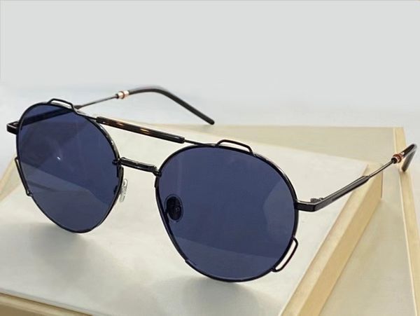 

black metal/blue round sunglasses 0234s gafas de sol fashion sunglasses uv400 protection eyewear with box, White;black