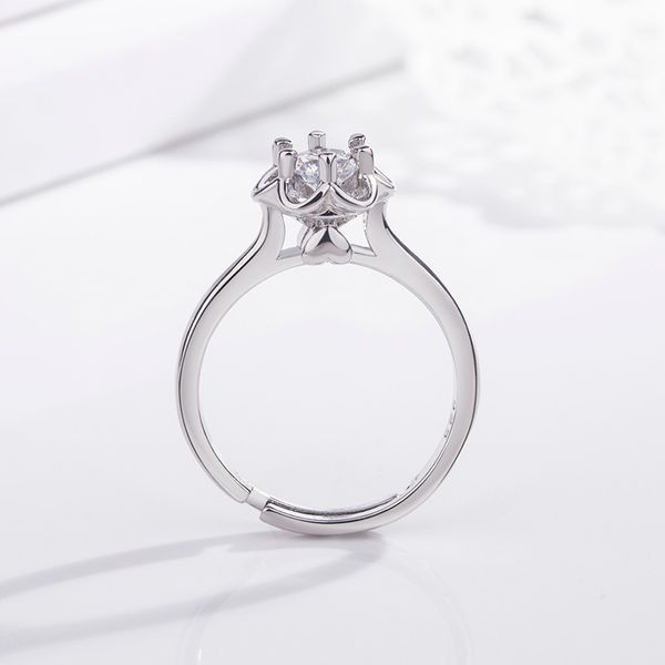 

european and american fashion high-end korean style fashion love crown plated 18k gold diamond ring proposal wedding diamond ring female hot, Silver