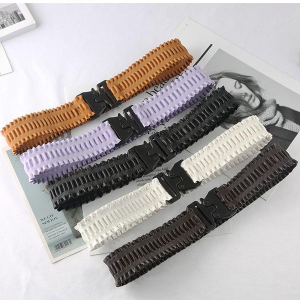 

belts deepeel 1pc 4cm*65cm fashion plastic buckle elastic cummerbunds wide female belt decorative corset luxury woman waistband, Black;brown