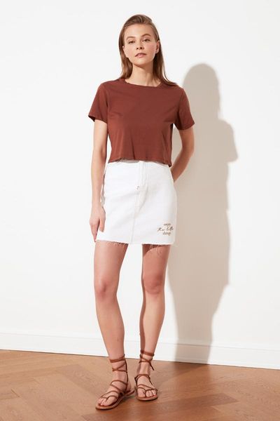 

skirts trendyol embroidery detail mini denim skirt twoss21et0477, Black