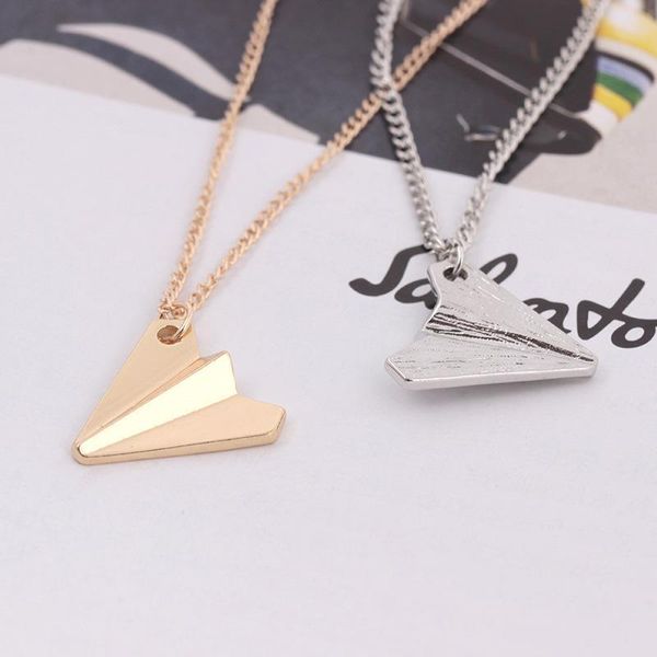 Collana di aereo di origami Collier Airplane Airplane Collane a catena lunga Gioielli di carta per collana da donna