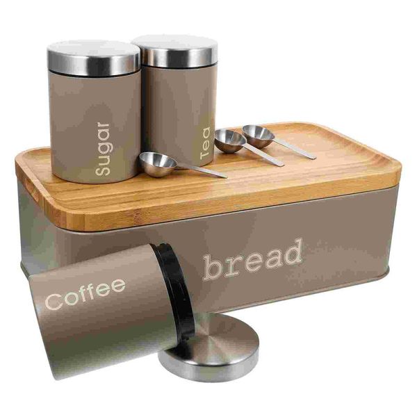 

storage bottles & jars 1 set tea airtight coffee powder kit bread box (grey)