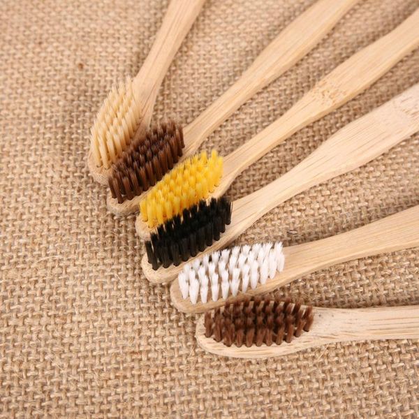 

toothbrush adults bamboo charcoal daily use wood handle portable disposable oral health soft bristle convenient environmental