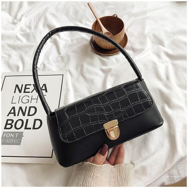 

evening bags retro alligator skin pattern female small handbags short strap shoulder phone purse baguette bag pu leather
