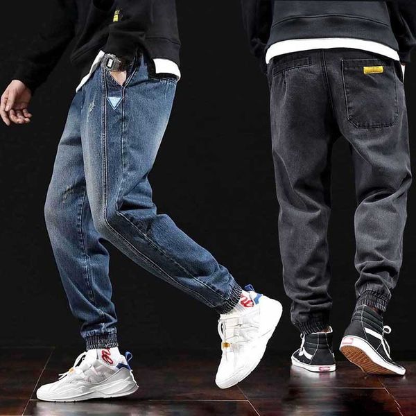 

2021 new breeze jeans denim hip hop casual breeches loose wide brim pants 6foc, Blue