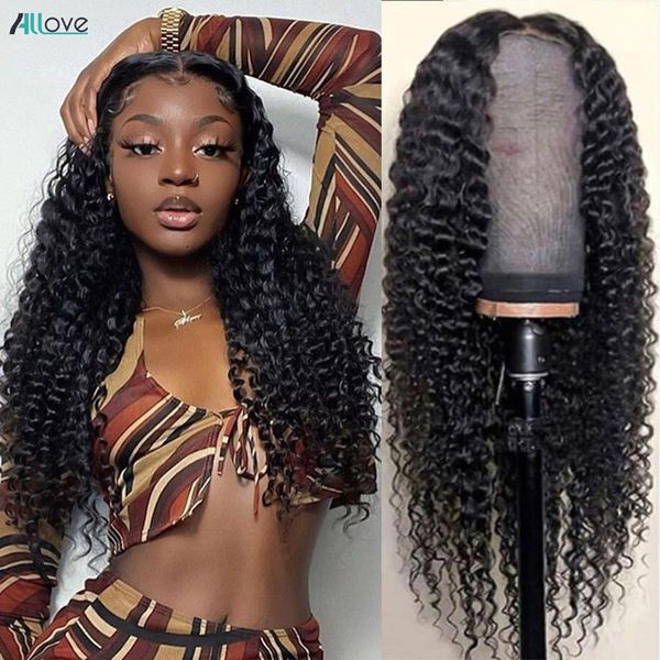 

allove mink brazilian kinky curly 13x6 transparent lace front wigs peruvian straight water body human hair wigs deep loose for women all age, Black;brown