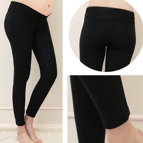 

autumn maternity leggings women low waist pregnancy belly pants for pregnant female trousers clothes bottoms, White