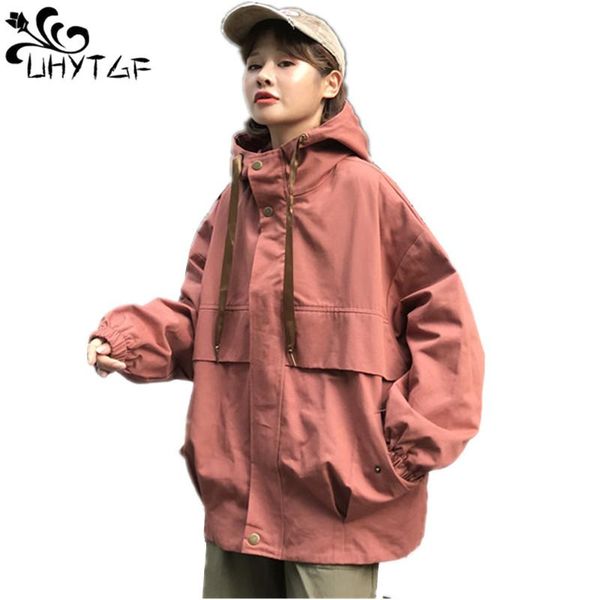 

women's jackets uhytgf women basic plus size loose hooded coats spring autumn splice jacket female casual long sleeves x265, Black;brown