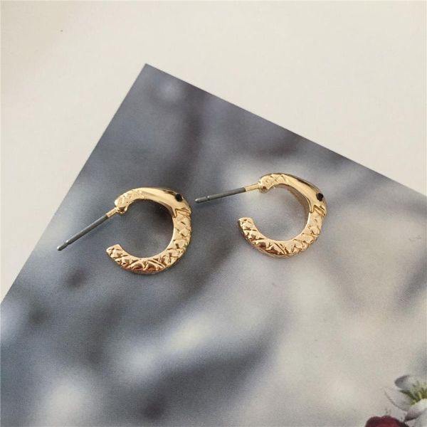 

hoop & huggie simple gold color plating black clear eye textured small snake earrings for women girl casual elegant cute chic jewelry, Golden;silver