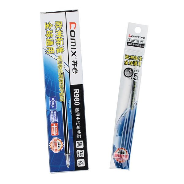 

refills comix r980 universal gel ink refill 0.5mm, 20 pcs, black, Black;red