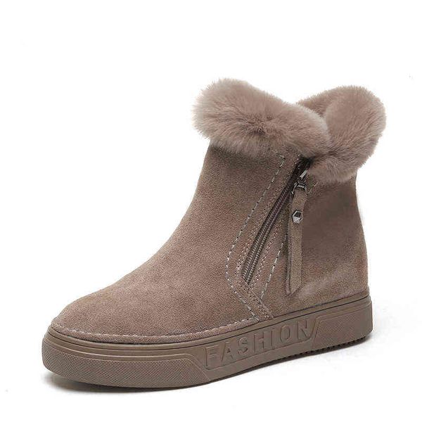 

women's winter ankle boots female zipper flock platform snow boot ladies plush sneakers casual flat shoes woman footwear y1105, Black