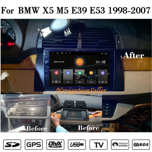 Android10.0 32g Car DVD player para BMW x5 / M5 E39 1995-2003 E53 2000-2007 GPS Navegação Multimédia Estéreo Estéreo Áudio