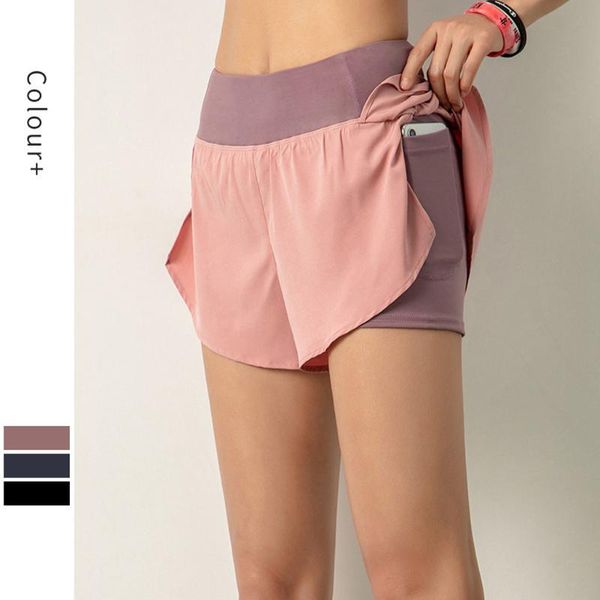 

women's shorts summer double layer women night running fitness anti-light-out quick-drying breathable #0617, White;black