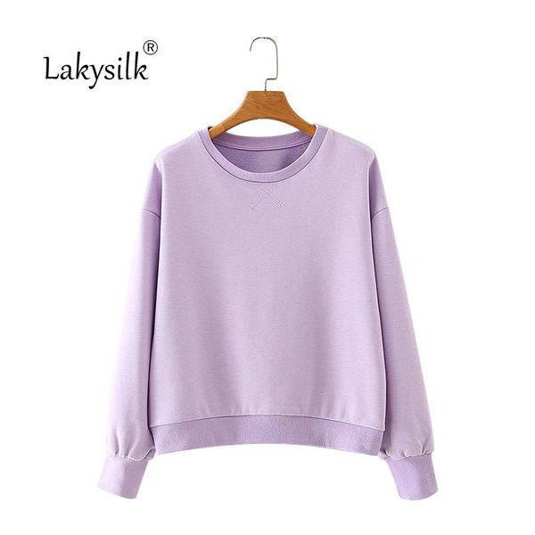 

women's hoodies & sweatshirts female o-neck full sleeve brand purple pullover fashion loose solid ladies 2021 autumn winter casual, Black