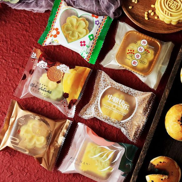 

gift wrap aq 100pcs/lot 2021 frosted festival homemade baked goods dessert moon cake packaging bag chinese style cookies candy bags