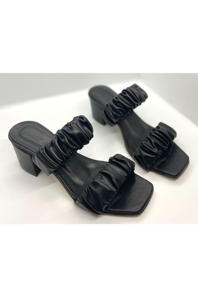 

slippers women shirred black heels