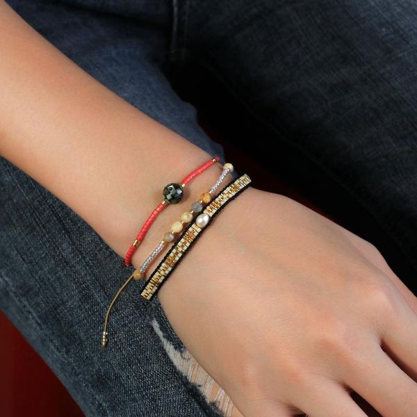 

charm bracelets kelitch crystal beaded stone strands bracelet adjustable fashion friendship pearl jewelry multi, Golden;silver