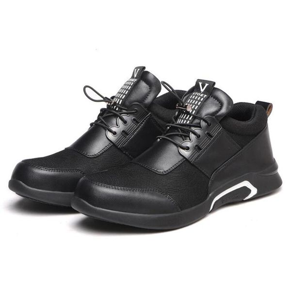 

boots men's leisure big size steel toe covers work safety shoes construction site worker tooling shoe outdoors security protect, Black