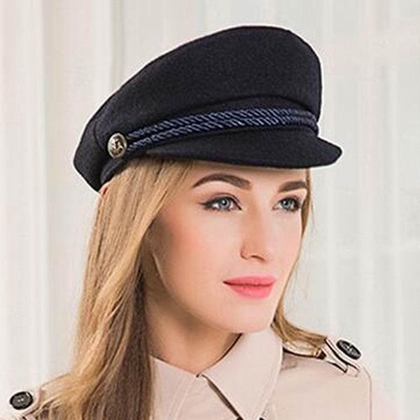 

berets fashion sailor ship boat captain military hats peaked cap black baseball caps flat hat for women bere wool, Blue;gray