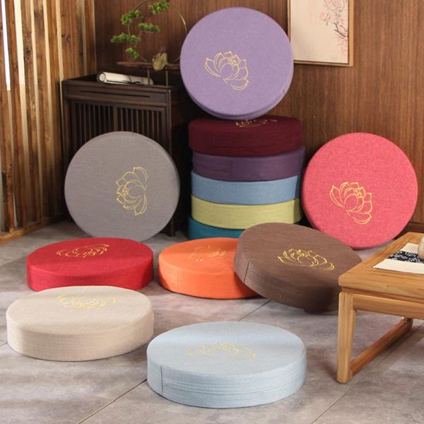 

cushion/decorative pillow round linen seat, tatami, balcony, bay, window, meditation pad, tatami meditation, lotus