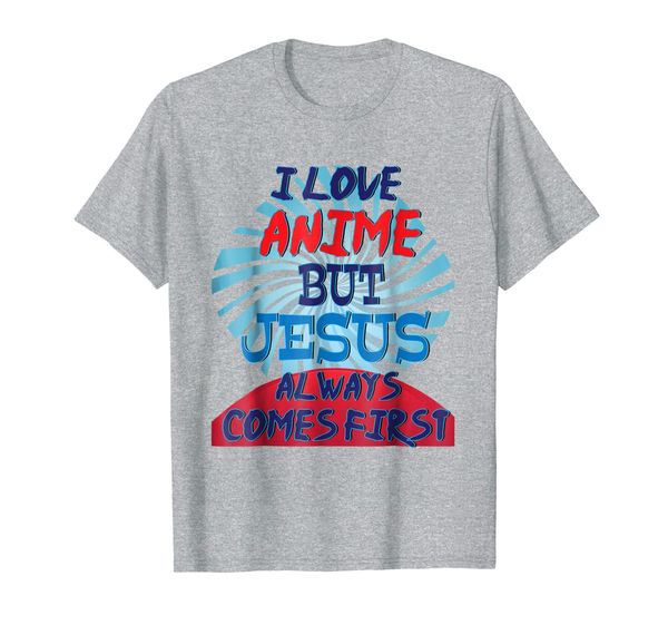 

christian i love anime but jesus always comes first t-shirt, White;black