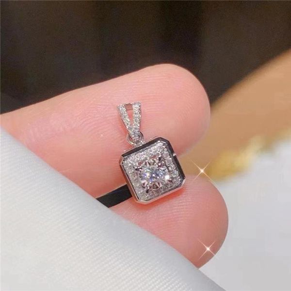 

pendant necklaces geometric square small necklace white round zircon crystal vintage rose gold silver color for women