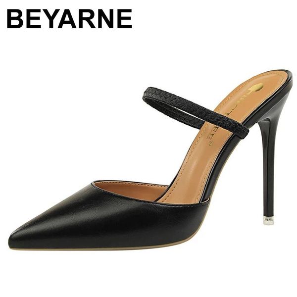 

dress shoes beyarneelegant mules high heels bigtree stiletto pumps women extreme chaussures femme, Black