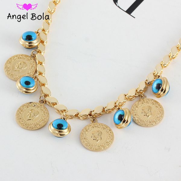 

luxury fashion jewelry muslim islamic lady coin evil eye couple charm bracelet wedding gift whole, Black