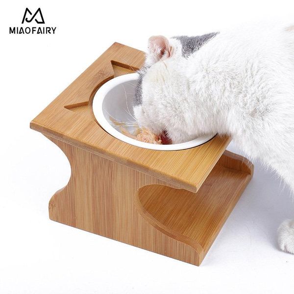 

cat bowls & feeders 1 bowl dog ceramic stainless steel tableware pet food water bamboo frame raised durable supplies