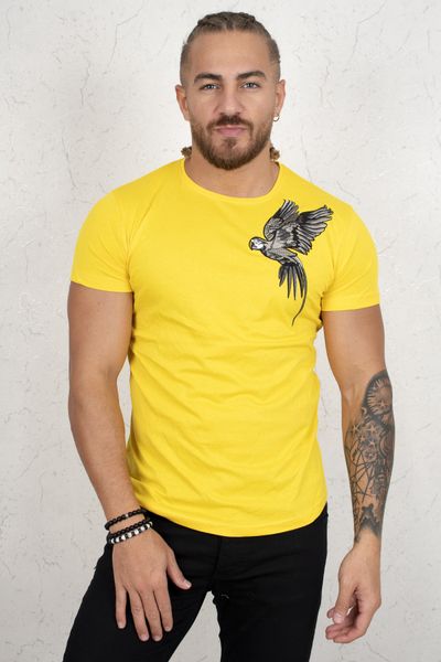 

Yellow Parrot Pattern Men 's T-shirt 200 Dbk8, White;black