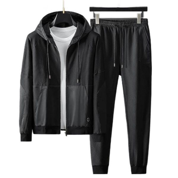

jogging clothing men tracksuits two piece sweat suit mens sports casual sets sweatshirts sweatpants set student sport spring autumn, Black;red