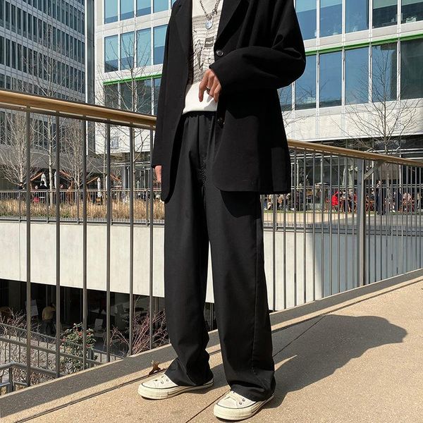 

men's pants spring summer suit men korean fashion loose straight casual harajuku streetwear solid color mopping, Black