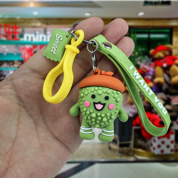 

2021 fashion keychain creative durian pendant silicone cute bag key chain creative simulation jewelry backpack pendant, Silver
