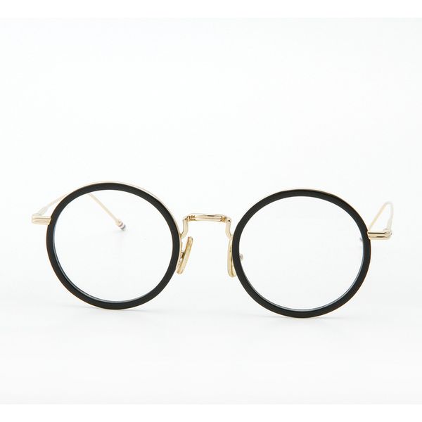 

tb906 plain flat lenses round face men's and women's frame glasses, White;black