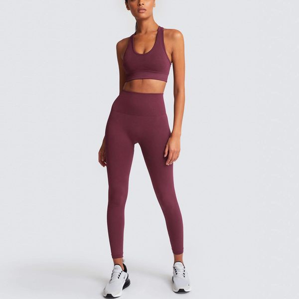 Kadın Eşofman Spor Giysileri Yoga Pantolon Spor Sutyen Kırpma Tank Top ve Yüksek Bel Tozluk Egzersiz Takım Seti