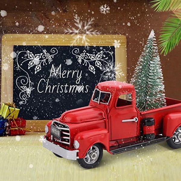 

decorative objects & figurines red truck for home kids christmas decoration vintage metal office deskxmas tree pendants