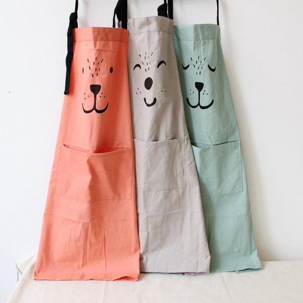 

aprons 1pc parent-child apron pure cotton linen cute funny cartoon animal waterproof bib kitchen supplies