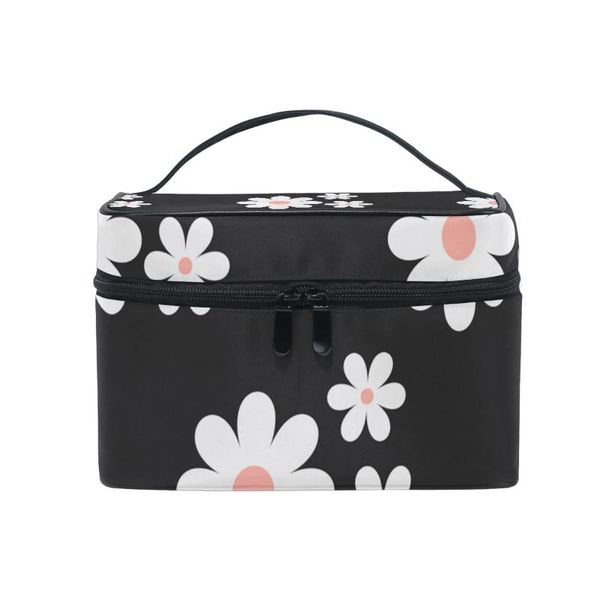 

fengju cosmetic bag portable travel organizer hanging toiletry case storage tote for girls woman white flowers