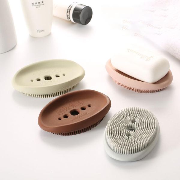 

soap dishes multifunctional silicone dish creative draining box bathroom accessories storage cassette brush
