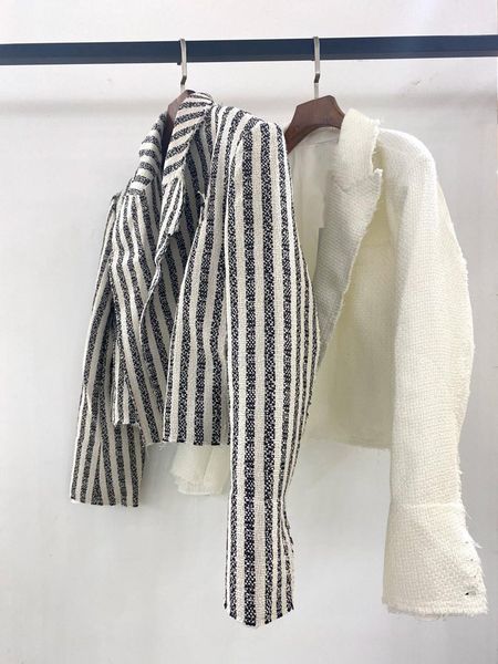 

women's suits & blazers short stripes or white long sleeve loose notched suit coat 2021 fashion autumn office lady blazer cardigan, White;black